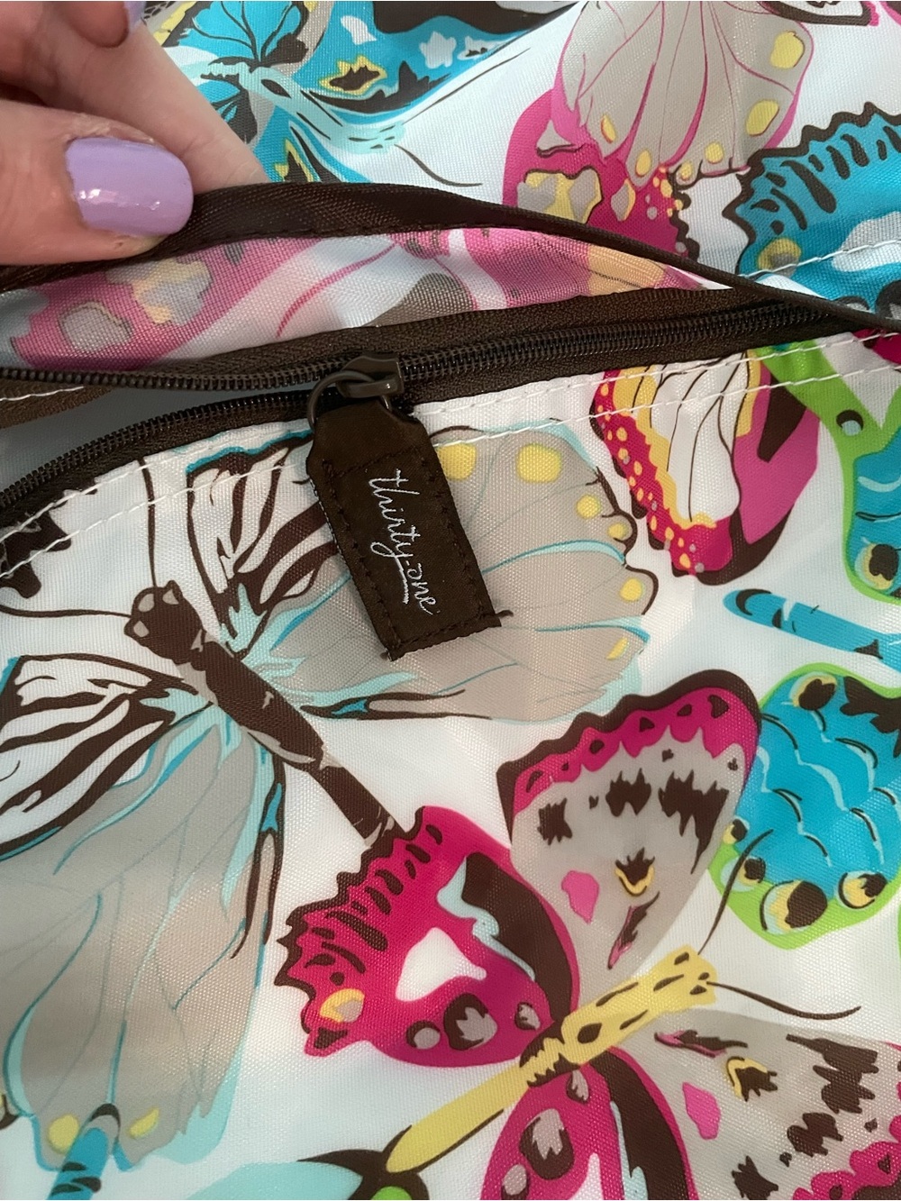 Thirty-One Cinch Backpack Butterfly Print - Pink & Blue - Picture 2 of 4